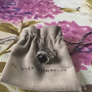 David Yurman Infinity Onyx w/Sterling Ring! Size 7